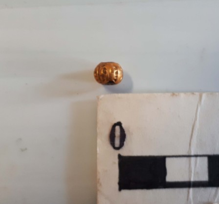 Bead found by Becca in the Kirke House, Trench 2. Photo by author, 2017.